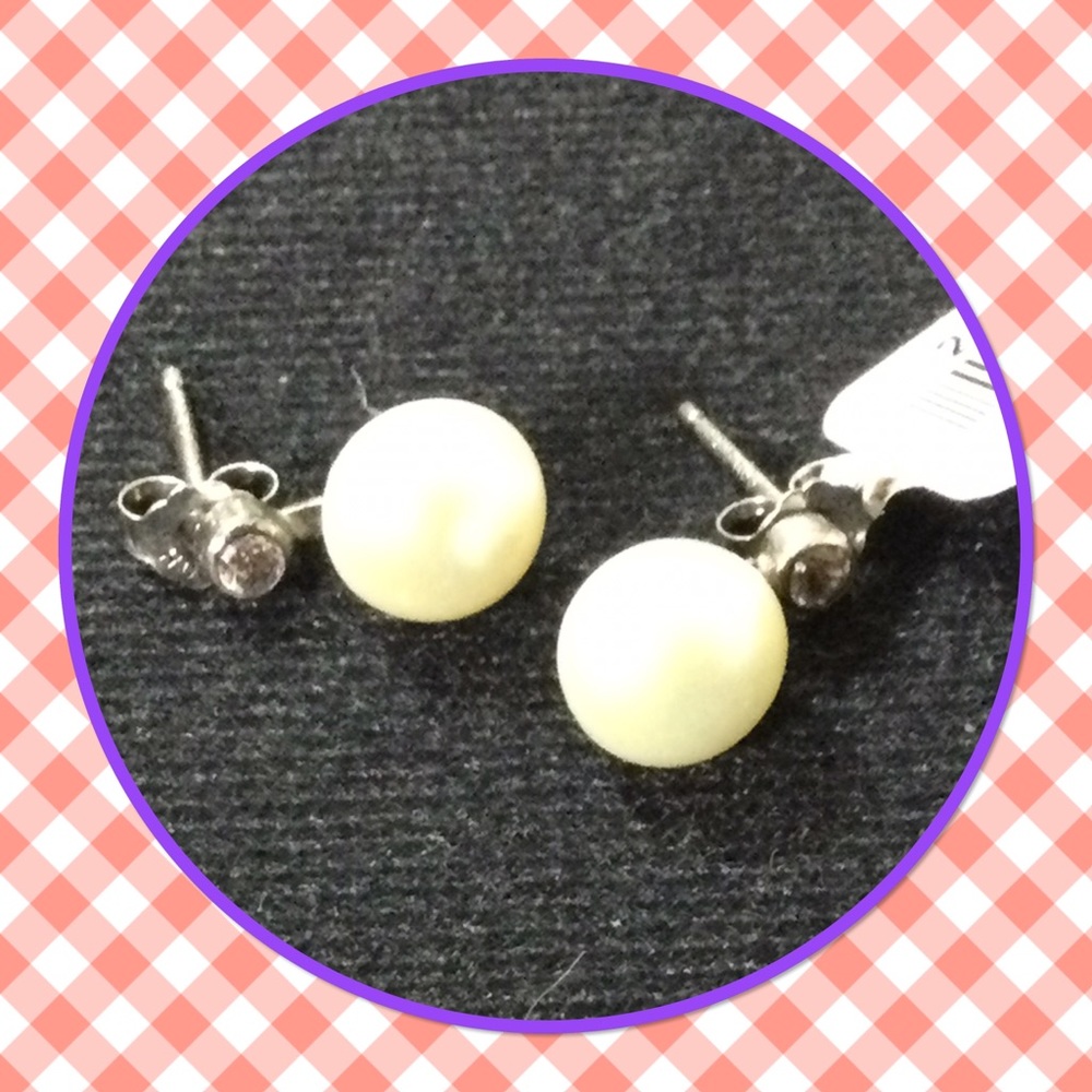 Sterling silver water pearl crystal earrings